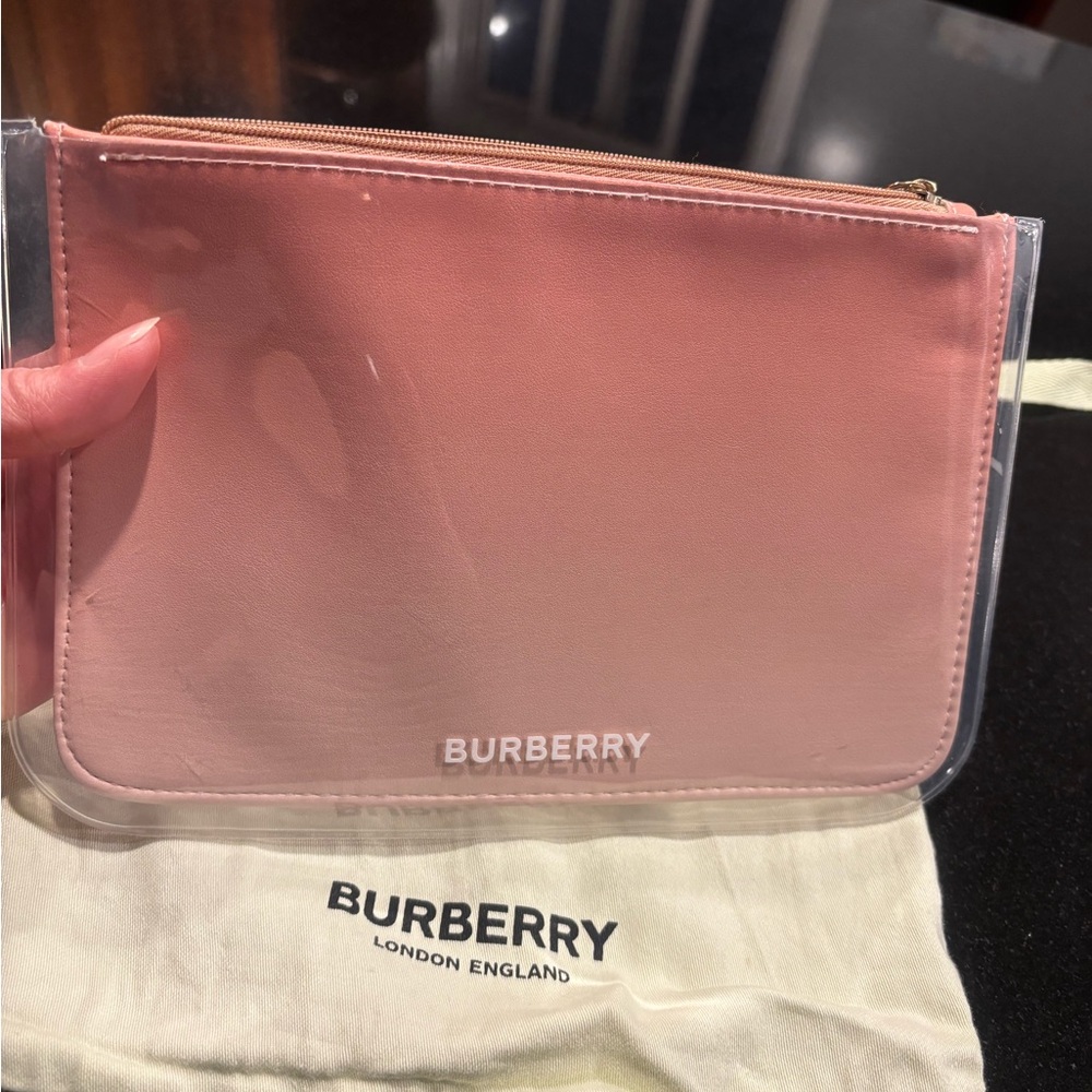 Authentic Burberry Logo Clutch Toiletry Bag Cosmetic Pouch Travel Case